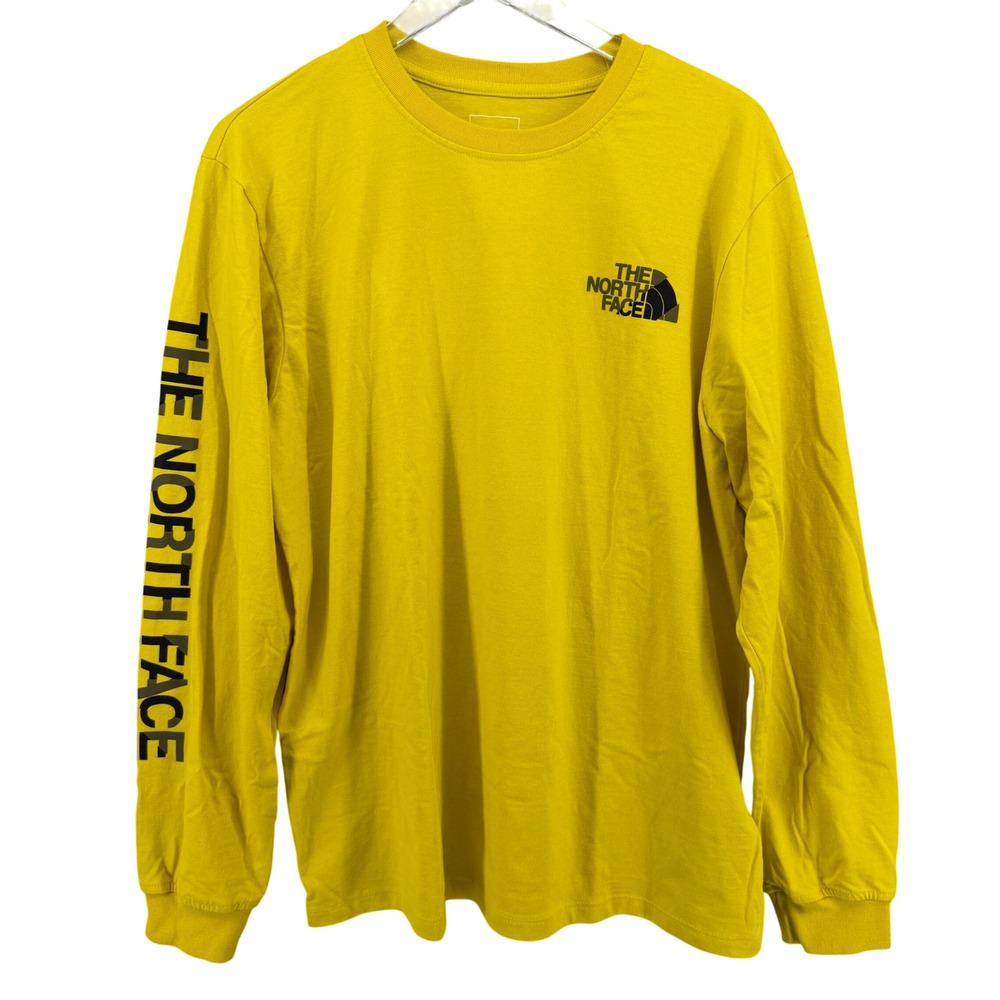 The North Face Mens Yellow Long Sleeve Logo Graphic T-Shirt A5J59 Large